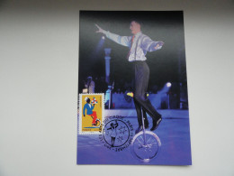 CARTE MAXIMUM CARD CIRQUE ACROBATE SUR MONOCYCLE FRANCE - Circo