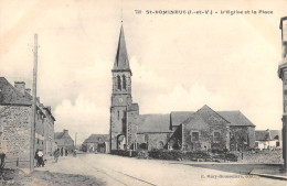 CPA 35 SAINT DOMINEUC / EGLISE ET PLACE - Autres & Non Classés