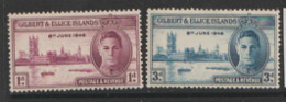 Gilbert Ad Ellice Islands  1946  SG  55-6   Victory   Mounted Mint - Gilbert & Ellice Islands (...-1979)