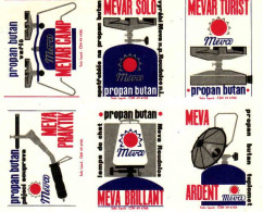 Czechoslovakia - Czechia 6 Matchbox Labels - Propane Butane Bottles Are Produced By Meva Roudnice Nad Labem - Boites D'allumettes - Etiquettes