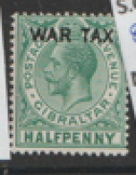 Gibraltar  1918  SG  86  1/2d  Overprinted  WAR TAX   Unmounted Mint - Gibraltar