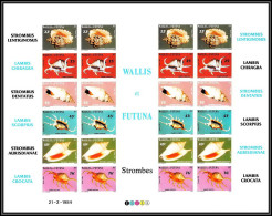 90523 Wallis Et Futuna N°312/317 Coquillages Shell Shells Non Dentelé ** MNH Imperf Carton Feuille Sheet Planche - Imperforates, Proofs & Errors
