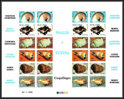 90526a Wallis Et Futuna N°323/328 Coquillages Shellfish Shell Shells Feuille Sheet Non Dentelé ** MNH Imperf  - Geschnittene, Druckproben Und Abarten