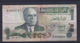 TUNISIA  -  1973 1 Dinar Circulated Banknote As Scans - Tunisia