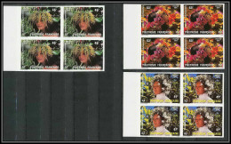 90804c Polynesie Polynesia N° 219/221 Couronnes Polynesiennes Fleurs Flowers Non Dentelé Imperf ** MNH Cote 88 Bloc 4 - Ongetande, Proeven & Plaatfouten