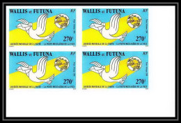 91758b Wallis Et Futuna N° 153 Upu Journee De La Poste Paix Peace Non Dentelé Imperf ** MNH Bloc 4 Colombe Dove - Non Dentelés, épreuves & Variétés