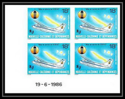 91763b Nouvelle-Calédonie N° 252 Avion Atr 42 1986 Aviation (plane Avion) Non Dentelé Imperf ** MNH Bloc 4 Coin Daté - Non Dentellati, Prove E Varietà