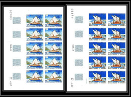 91767 Nouvelle-Calédonie N° 535 / 536 Bateau (boat) Pirogue Canoe Non Dentelé Imperf ** MNH Bloc 10 Coin Daté - Non Dentellati, Prove E Varietà