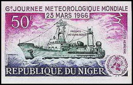 91790 Niger PA N° 55 Journee Meteorologique 1966 WHO Meteo Fregate Bateau Boat Ship Non Dentelé Imperf ** MNH - Clima & Meteorología