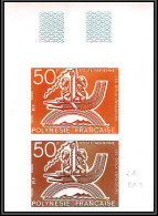 91802b Polynesie PA N° 89 Les Dieux Voyageurs 1974 Essai Proof Non Dentelé Imperf ** MNH Paire - Sin Dentar, Pruebas De Impresión Y Variedades