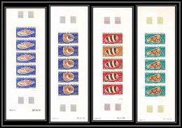 91968b Wallis Et Futuna N° 192/195 Coquillages Shell (shells) Essai Proof Non Dentelé Imperf ** MNH Bande 5 Multicolore - Ongetande, Proeven & Plaatfouten
