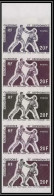 92358 Nouvelle-Calédonie N°362 Boxe Boxing Jeu Du Pacific Sud 1969 Essai Proof Non Dentelé Imperf ** MNH Bande 5 Strip - Colecciones & Series