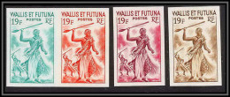 92539a Wallis Et Futuna N°158B Danse De La Sagaie 1957 Spear Dance Essai Proof Non Dentelé Imperf ** MNH 4 Couleurs - Geschnittene, Druckproben Und Abarten