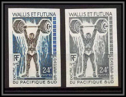 92542 Wallis Et Futuna N°178 Haltérophilie Weightlifting Essai Proof Non Dentelé Imperf ** MNH Dont Multicolore - Halterofilia