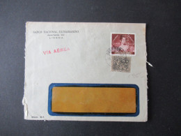 Portugal 1951 Via Aerea/Luftpost Firmenumschlag Banco Nacional Ultramarino Lisboa Marken Mit Perfin / Firmenlochung BNU - Cartas & Documentos