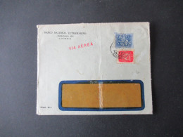 Portugal 1954 Via Aerea/Luftpost Firmenumschlag Banco Nacional Ultramarino Lisboa Marken Mit Perfin / Firmenlochung BNU - Cartas & Documentos