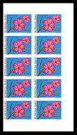 92762 Burkina Faso N°841 Adenium Obesum Rose Du Desert 1991 Non Dentelé ** MNH Imperf Bloc De 10  Fleurs Flower - Burkina Faso (1984-...)