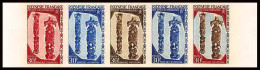 93036b Polynesie N°57 Arts Des Marquises Eventail Antic Fan Essai Proof Non Dentelé Imperf ** MNH Bande De 5 Strip - Neufs