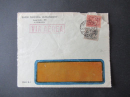 Portugal 1954 Via Aerea/Luftpost Firmenumschlag Banco Nacional Ultramarino Lisboa Marken Mit Perfin / Firmenlochung BNU - Covers & Documents