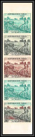 93442c Tchad N°270 Agriculture Attelée Tobacco Animal Traction Essai Proof Non Dentelé Imperf ** MNH Bande De 5 Strip - Tabaco