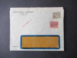 Portugal 1953 Via Aerea/Luftpost Firmenumschlag Banco Nacional Ultramarino Lisboa Marken Mit Perfin / Firmenlochung BNU - Brieven En Documenten