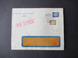 Portugal 1953 Via Aerea/Luftpost Firmenumschlag Banco Nacional Ultramarino Lisboa Marken Mit Perfin / Firmenlochung BNU - Cartas & Documentos