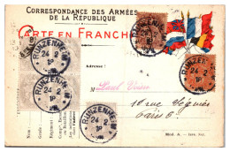 France Type Blanc - Affranchissement Sur Carte FM - Départements Bas Rhin - Haut Rhin - Moselle - Runzenheim - 1900-29 Blanc