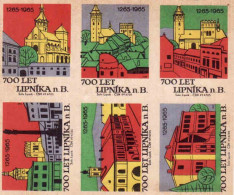 Czechoslovakia - Czechia 6 Matchbox Labels - 700 Years Of Lipník Nad Bečvou - Boites D'allumettes - Etiquettes