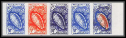 85431 N°166 Bande 5 Coquillages Shells Olivia Erythrostigma Wallis Et Futuna Essai Color Proof Non Dentelé Imperf ** MNH - Imperforates, Proofs & Errors