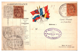 France Type Blanc - Affranchissement Sur Carte FM - Départements Bas Rhin - Haut Rhin - Moselle - Strassburgiei-Truchter - 1900-29 Blanc