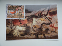 CARTE MAXIMUM CARD GROTTE DE LASCAUX MONTIGNAC DORDOGNE FRANCE - Prehistoria