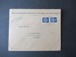 Portugal 1951 Via Aerea/Luftpost Firmenumschlag Banco Espirito Santo Lisboa Marken Mit Perfin / Firmenlochung BES - Briefe U. Dokumente