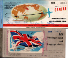 BILLET AVION PASSENGER TICKET QANTAS BRITISH AIRWAYS AVIATION CIVILE - Billetes