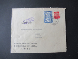 Portugal 1953 Via Aerea/Luftpost Firmenumschlag Banco Espirito Santo Lisboa Marken Mit Perfin / Firmenlochung BES - Lettres & Documents