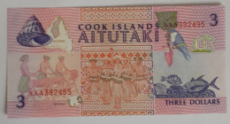COOK ISLANDS - AITUTAKI - 3 DOLLARS - 1992 - UNC - P 7  - BANKNOTES - PAPER MONEY - CARTAMONETA - - Cook Islands