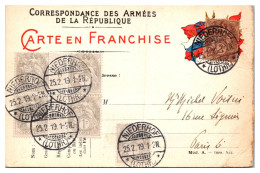 France Type Blanc - Affranchissement Sur Carte FM - Départements Bas Rhin - Haut Rhin - Moselle - Niederhof - 1900-29 Blanc
