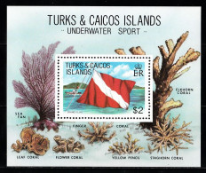 1981 Turks & Caicos "Undwater Sport" Island Scuba Diving Flag Set MNH** Po120 - Plongée