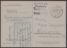 Heidelberg: Wie PA 01, Bedarfs-Fernkarte, L2 "Gebühr Bezahlt", Blau, 6.9.45, Vordruck, Zusätzl. Sprachvermerk, Ansehen! - Lettres & Documents
