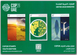 UAE 2023 COP28 Stamps Youth Edition,Desert,Earth,Horse,Solar Panel,Satellite,Blue Whale,Aeroplane,QR, MS MNH (**) - Emirats Arabes Unis (Général)