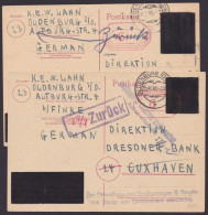 Oldenburg: PA11, 2 Bedarfskarten, Je "zurück"-Vermerk, 1x Normaler, 1x Kopfstehender Freistempelrahmen - Storia Postale