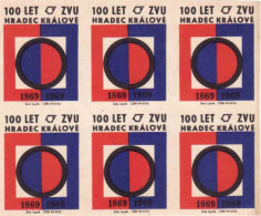 Czechoslovakia - Czechia 6 Matchbox Labels 1969, 100 Years ZVU Hradec Králové 1869 - 1969 - Boites D'allumettes - Etiquettes