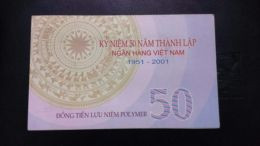 Vietnam Viet Nam 50 Dong Anniversary Commemorative Polymer With Folder 2001 / 02 Photos - Viêt-Nam