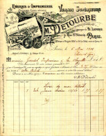 FACTURE.PARIS.ENCRES D'IMPRIMERIE.VERNIS SUPÉRIEURS.M.DETOURBE 7 RUE SAINT SEVERIN. - Printing & Stationeries