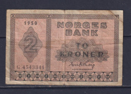 NORWAY  - 1950 2 Kroner Circulated Banknote As Scans - Norway