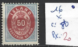 ISLANDE 16 * Côte 80 € - Unused Stamps