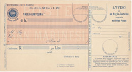 SAN MARINO - CARTOLINA VAGLIA - STEMMA IN TONDO - TASSA CENT. 60 - Postwaardestukken