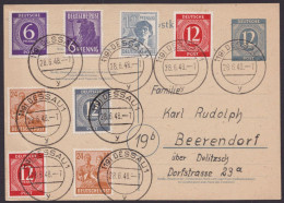 P954, O, 10fach-Frankatur "Dessau", 28.6.48, Pass. Zusatzfrank., Dek., Kein Text - Postal  Stationery