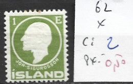 ISLANDE 62 * Côte 2 € - Unused Stamps