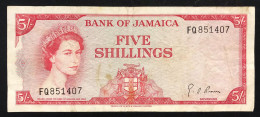 Jamaica Giamaica 5 Shillings 1964 (1960)  Queen Elizabeth IIà  RARA Caraibi LOTTO 2609 - Jamaica