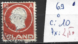 ISLANDE 69 Oblitéré Côte 10 € - Used Stamps
